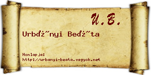 Urbányi Beáta névjegykártya